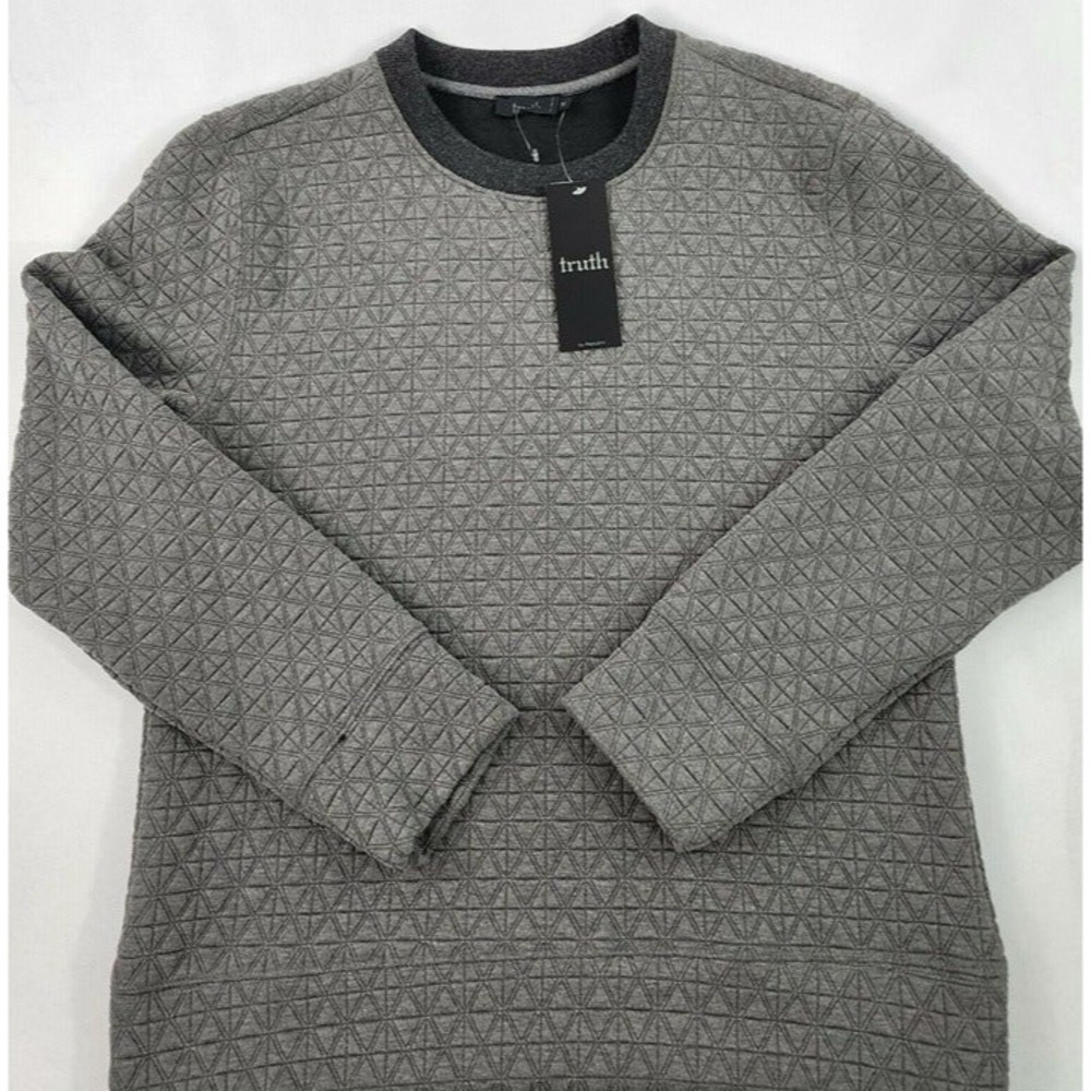 TRUTH by Republic men Quilted long sleeve sweater, charcoal heather gray Size S